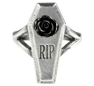 【送料無料】ジュエリー・アクセサリー ゴシックリップブラックローズリングスズイングリッシュエンドナインalchemy gothic rip noir rose bague cercueil cercueil etain anglais fin r235 neuf
