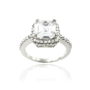 【送料無料】ジュエリー・アクセサリー シルバーアッシャーリングカップ925 argent 2 13ct coupe asscher cz ring s8