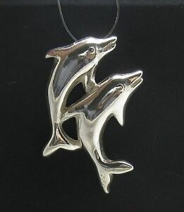 【送料無料】ジュエリー・アクセサリー ソリッドイルカスターリングシルバーsterling silver pendant solid 925 two dolphins