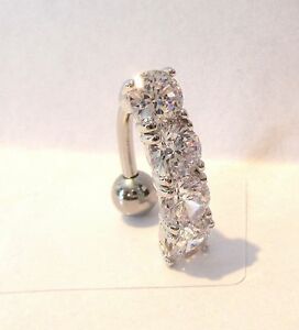 【送料無料】ジュエリー・アクセサリー バーベルクリアクリスタルクリトリコンフードゲージグラムsurgical steel curved barbell cz clear crystals vch clitoral hood 14 gauge 14g