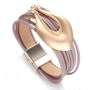 【送料無料】ジュエリー・アクセサリー ブレスレットレザーピンククラスプbracelet pour femme cuir rose fermoir magnetique longueur 19,5 cm