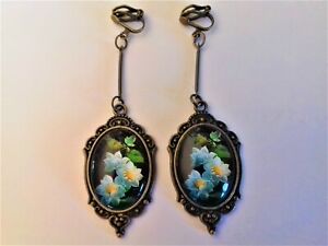 【送料無料】ジュエリー・アクセサリー ロングクリップイヤリングカボションboucles doreilles a clips longues cabochon fleurs