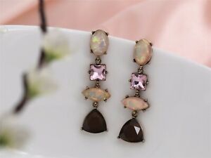 【送料無料】ジュエリー・アクセサリー イヤリングゴールデンクリップアーレグリエローズマロンレトロboucles doreilles clips dore long geometrique irregulier rose marron retro x12