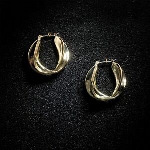 【送料無料】ジュエリー・アクセサリー クレオールゴールデンリングツイストイヤリングゴールドメッキboucles doreilles creole dore anneau large tordu 3cm plaque or 14k m5