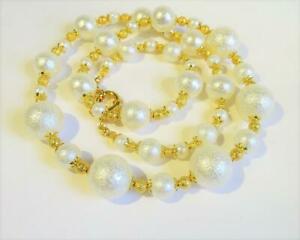 【送料無料】ジュエリー・アクセサリー ゴールドスターダストスペーサーパールホワイトコリアーcg6701 blanc a perles perle collier avec or stardust espaceurs