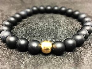 【送料無料】ジュエリー・アクセサリー マットスターリングシルバーゴールデンパールブレスレットonyx mat 925er sterling argent dore bracelet de perles 8mm
