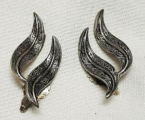 【送料無料】ジュエリー・アクセサリー トレドトレドジュエリーイヤリングクリップシルバーリーフシートanciens bijoux boucles doreilles clips feuilles leaf argent de tolede toledo a2