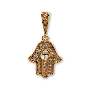 【送料無料】ジュエリー・アクセサリー ファトマメッキゴールドペンダントハイpendentif plaque or main de fatma avec hai