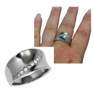 【送料無料】ジュエリー・アクセサリー ステンレスジルコニウムリングリングbague anneau large en acier inoxydable et zirconium blanc t 58 bijou