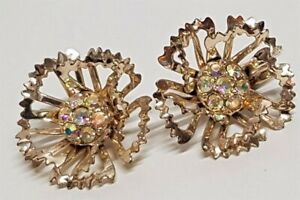 【送料無料】ジュエリー・アクセサリー サリスタルメタルゴールドanciennes boucles doreilles fleur signe sarah cov cristal irise metal dore g150