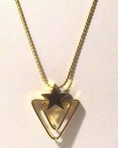 【送料無料】ジュエリー・アクセサリー ペンダントメッキゴールドチェーンネックレスヴィンテージcharmant pendentif plaque or chaine collier bijou vintage etoile triangle 3245