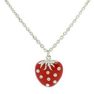 【送料無料】ジュエリー・アクセサリー チェーントックストラスセットストロベリーエナメルコリアーtoc strass transparent ensemble rouge email fraise collier on 61cm51cm chaine