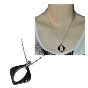 【送料無料】ジュエリー・アクセサリー チェーンカラーシルバーステンレスペンダントセラミックブラッククリスタルcollier chaine et pendentif en acier inoxydable argente ceramique noir cristal b