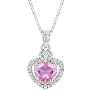 【送料無料】ジュエリー・アクセサリー シルバーハートスターリングネックレスローズジルコンティーン925 c?ur argent sterling collier rose zircon transparent enfants filles ados
