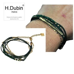 【送料無料】ジュエリー・アクセサリー ダビンダブルタワーブレスレットゴールドカラーパールグリーンコードh dubin bracelet double tour couleur or cordon vert perle 15 a 19cm bijou