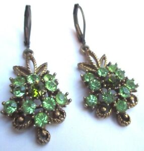 【送料無料】ジュエリー・アクセサリー イヤリングヴィンテージゴールドグリーンクリスタルboucles doreilles dormeuses bijou vintage couleur vieil or cristaux verts 2706