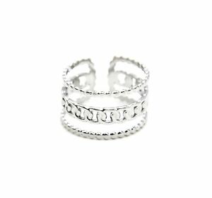 【送料無料】ジュエリー・アクセサリー トリプルローリンクシルバースチールボールオープンリングbg1044f bague large ajouree avec triple rangs maillons et billes acier argente