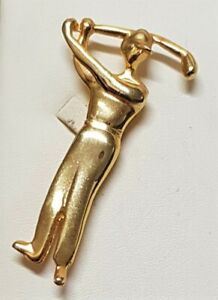 【送料無料】ジュエリー・アクセサリー ジュエルビンビンピンゴルフクラブゴルファーゴールドメタルミラーbijou vintage broche club de golf golfeur metal dore effet miroir a7