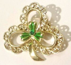 【送料無料】ジュエリー・アクセサリー ユニークブローチオープンカラーゴールドヴィンテージクローバーunique broche porte bonheur trefle en relief ajoure couleur or bijou vintage 71