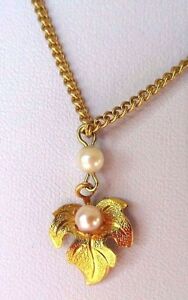 【送料無料】ジュエリー・アクセサリー ヴィンテージネックレスホワイトパールゴールドカラーcollier bijou vintage feuille finement gravee perle blanche couleur or 3476