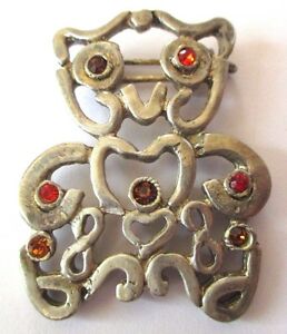【送料無料】ジュエリー・アクセサリー メッキマットクリスタルカラーヴィンテージブローチテベアbroche bijou vintage nounours en plaque argent pur mat cristaux couleur *490