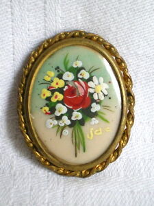 【送料無料】ジュエリー・アクセサリー ブローチjolie broche ancienne bouquet de fleurs peint