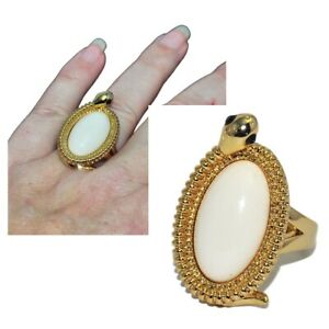 【送料無料】ジュエリー・アクセサリー ゴールドヘビホワイトカボションリングオリジナルリングbague fantaisie originale de couleur or serpent cabochon blanc t 54 bijou ring