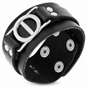 【送料無料】ジュエリー・アクセサリー ベルトバックルbracelet en cuir veritable avec boucle de ceinture ronde en cuir noir