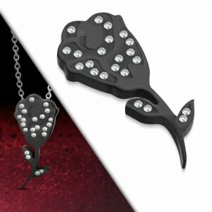 【送料無料】ジュエリー・アクセサリー バラステンレスボールペンダントpendentif en or avec bille invisible en acier inoxydable avec fleur de rose noir
