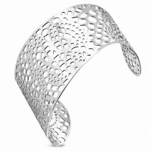 【送料無料】ジュエリー・アクセサリー ステンレスブレスレットbracelet manchette large en filigrane en acier inoxydable
