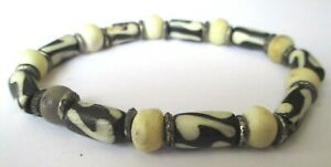 【送料無料】ジュエリー・アクセサリー ヴィンテージレトロブレスレットベージュビーズbracelet bijou vintage retro perle beige et noir decor couleur argent * 211