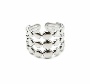 【送料無料】ジュエリー・アクセサリー マルチシルバースチールサークルオープンリングbg1026f bague large ajouree avec multi cercles acier argente