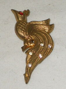 【送料無料】ジュエリー・アクセサリー ブローチブラスドーレラインストーンjolie broche oiseau ancienne laiton dore et strass