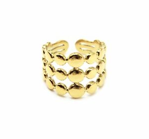 【送料無料】ジュエリー・アクセサリー マルチゴールデンスチールサークルオープンリングbg1027f bague large ajouree avec multi cercles acier dore