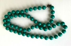【送料無料】ジュエリー・アクセサリー コリアーヴィンテージプラスチックパールcollier vintage perle plastique vert bleu neuf62cm 9mmm