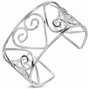 【送料無料】ジュエリー・アクセサリー ファッショナブルスパイラルハートワイドアロイカフブレスレットbracelet manchette large en alliage a la mode en forme de coeur en spirale