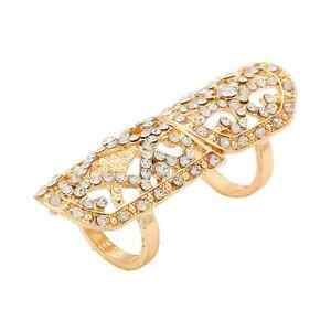 【送料無料】ジュエリー・アクセサリー レトロリングヴィンテージゴールデンカラーストラスリングgrande anneau a element retro vintage couleur doree strass bague articulee