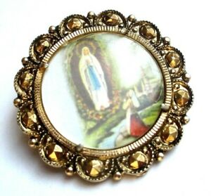 【送料無料】ジュエリー・アクセサリー ヴィンテージメダルメダルbroche ancienne couleur or medaille religieuse en couleur bijou vintage 120