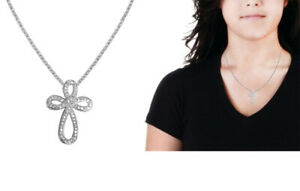 【送料無料】ジュエリー・アクセサリー ジルコンキュービクシルバースターリングクロスネックレスペンダントzircon cubique argent sterling infini croix collier pendentif 457cm