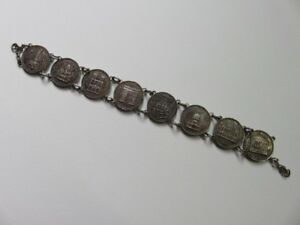 【送料無料】ジュエリー・アクセサリー メダリオンブレスレットモニュメント356 ancien bracelet avec medaillons en metal argente sur cuivre monuments de