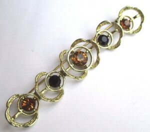 【送料無料】ジュエリー・アクセサリー バーピンヴィンテージシトリンgrande broche barrette couleur or bijou vintage cristaux citrine et noir 3148