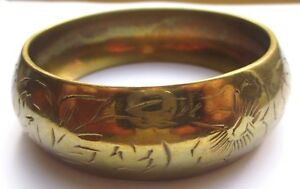 【送料無料】ジュエリー・アクセサリー ブレスレットヴィンテージbracelet rigide bijou vintage annees 70 cuivre jaune epais finement grave 719