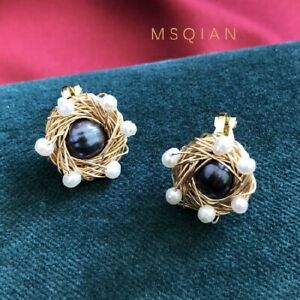 【送料無料】ジュエリー・アクセサリー イヤリングクリップオンパールブラックカルチャークラフトメッキゴールドboucles doreilles clip on perle culture noir ficele artisanal plaque or msq1