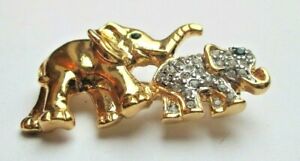 【送料無料】ジュエリー・アクセサリー ブローチヴィンテージラッキーbroche couleur or cristaux elephante et petit bijou vintage porte bonheur 3087