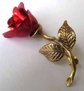 【送料無料】ジュエリー・アクセサリー プリティブローチヴィンテージゴールドカラーjolie broche bijou vintage fleur couleur or petales rouges 466