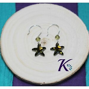 【送料無料】ジュエリー・アクセサリー シルバーイヤリングヒトデシタルタバコスワロフスキーboucles doreilles crochets argent 925 starfish cystal tabac swarovski element