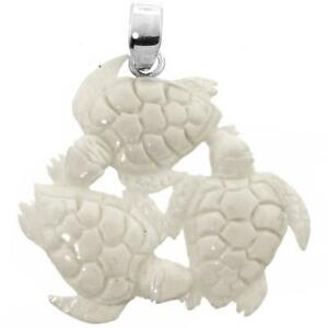 【送料無料】ジュエリー・アクセサリー ウミガメトリオバイソンマッシブシルバーペンダント41cm mer tortue trio bison os 925 pendentif argent massif