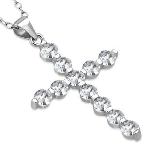 【送料無料】ジュエリー・アクセサリー シルバースターリングシルバーカラーラウンドジルコンクロスカラー925 argent sterling couleur argentee rond zircone croix religieux collier,457cm