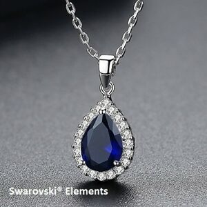 【送料無料】ジュエリー・アクセサリー スワロフスキーペンダントネックレスRジルコニウムメッキゴールドcollier pendentif goutte deau swarovskiR elements zirconium bleu plaque or