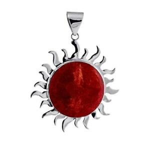 【送料無料】ジュエリー・アクセサリー シルバースターリングサンペンダントサンゴargent sterling divine scintillant soleil pendentif avec forme ronde corail